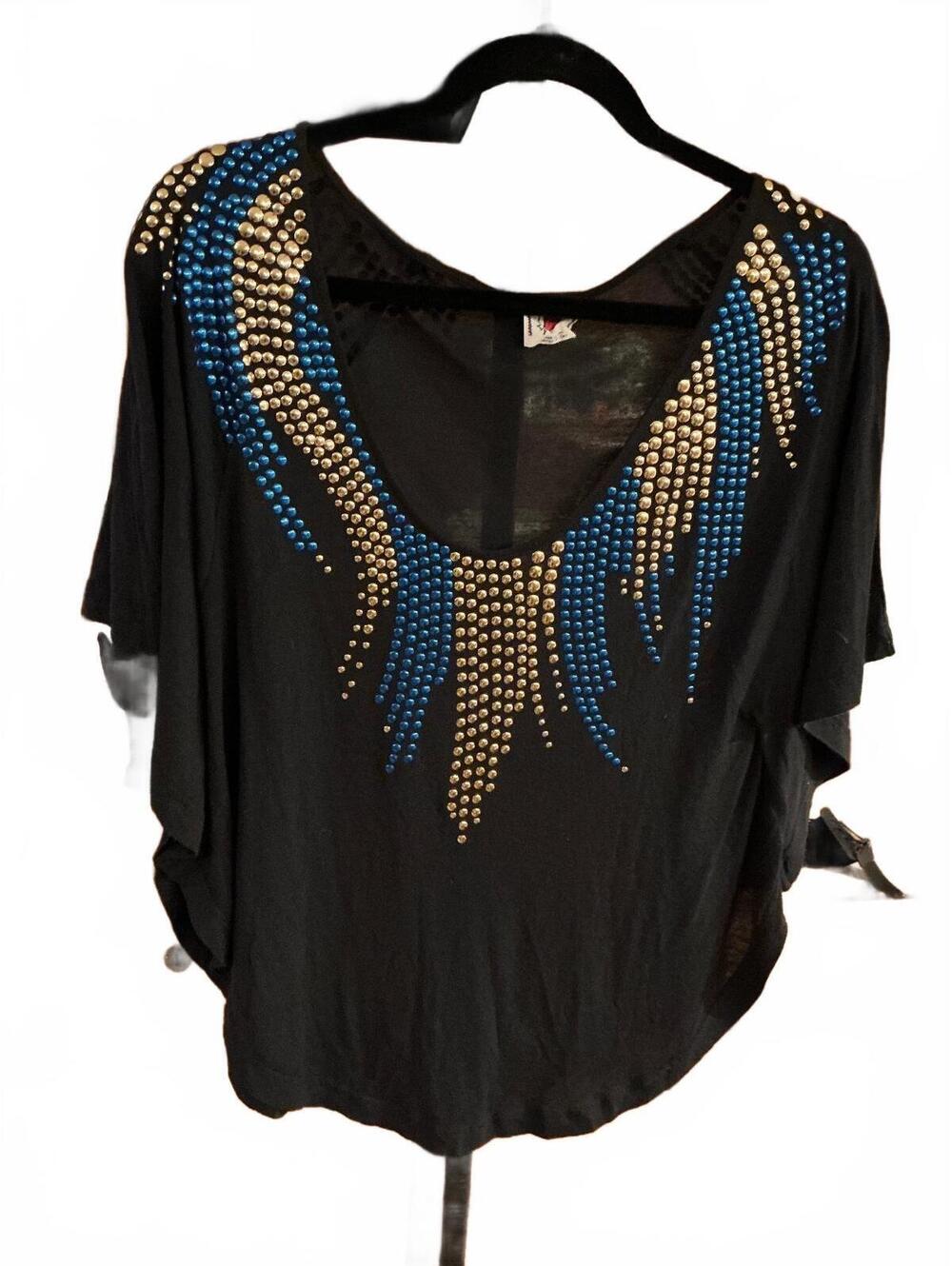 #FP125 free People Y2K Batwing Studded Top, Size L